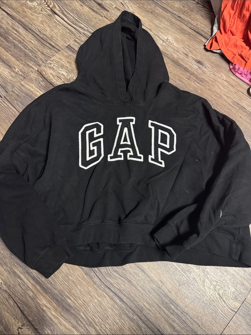 GAP Black crop Hoodie with White Outlined Logo